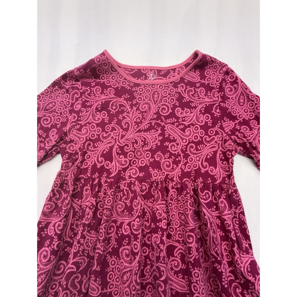 Lands End Long Sleeve Pink Floral Design Dress Size M 10-12
